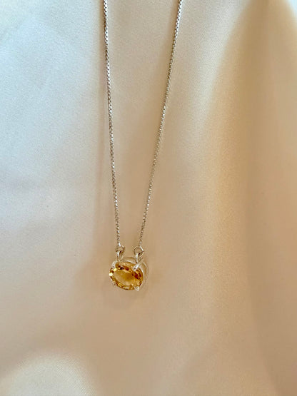 Citrine Oval Necklace 925 Sterling Silver – House of Tarasya
