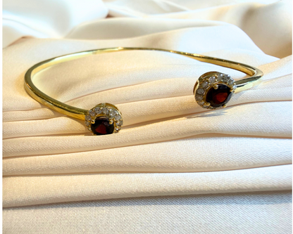 Garnet Open Cuff Bracelet Gold Plated – House of Tarasya
