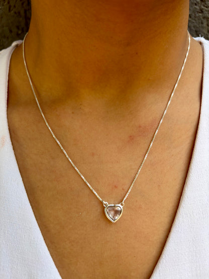 Rose Quartz Heart Necklace 925 Sterling Silver  – House of Tarasya