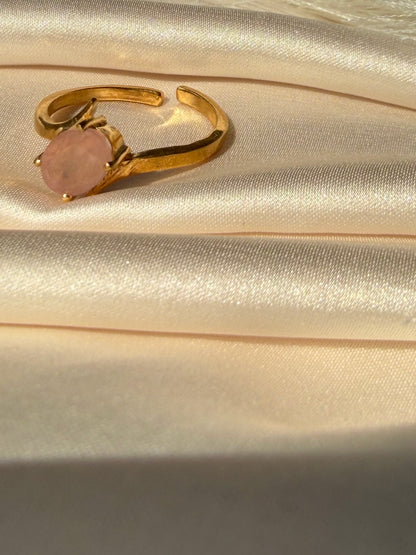 Rose Quartz Love Ring Gold Plated Gemstone – House of Tarasya

