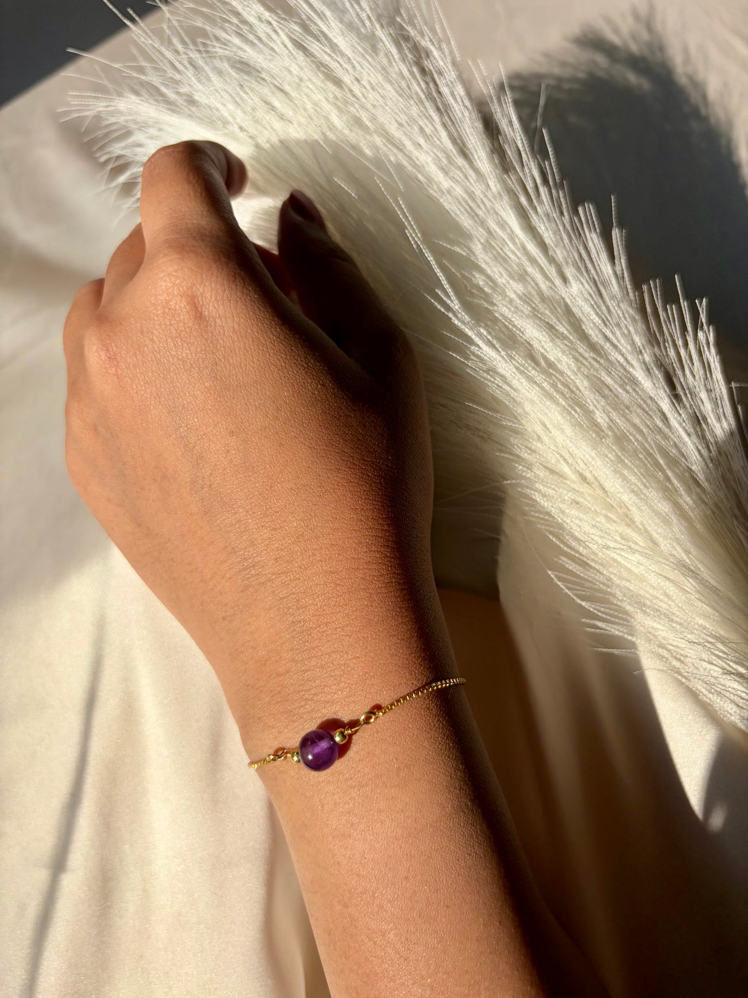 Amethyst Dew Drop Bracelet Gemstone Jewellery Sterling Silver Gold Plated – House of Tarasya
