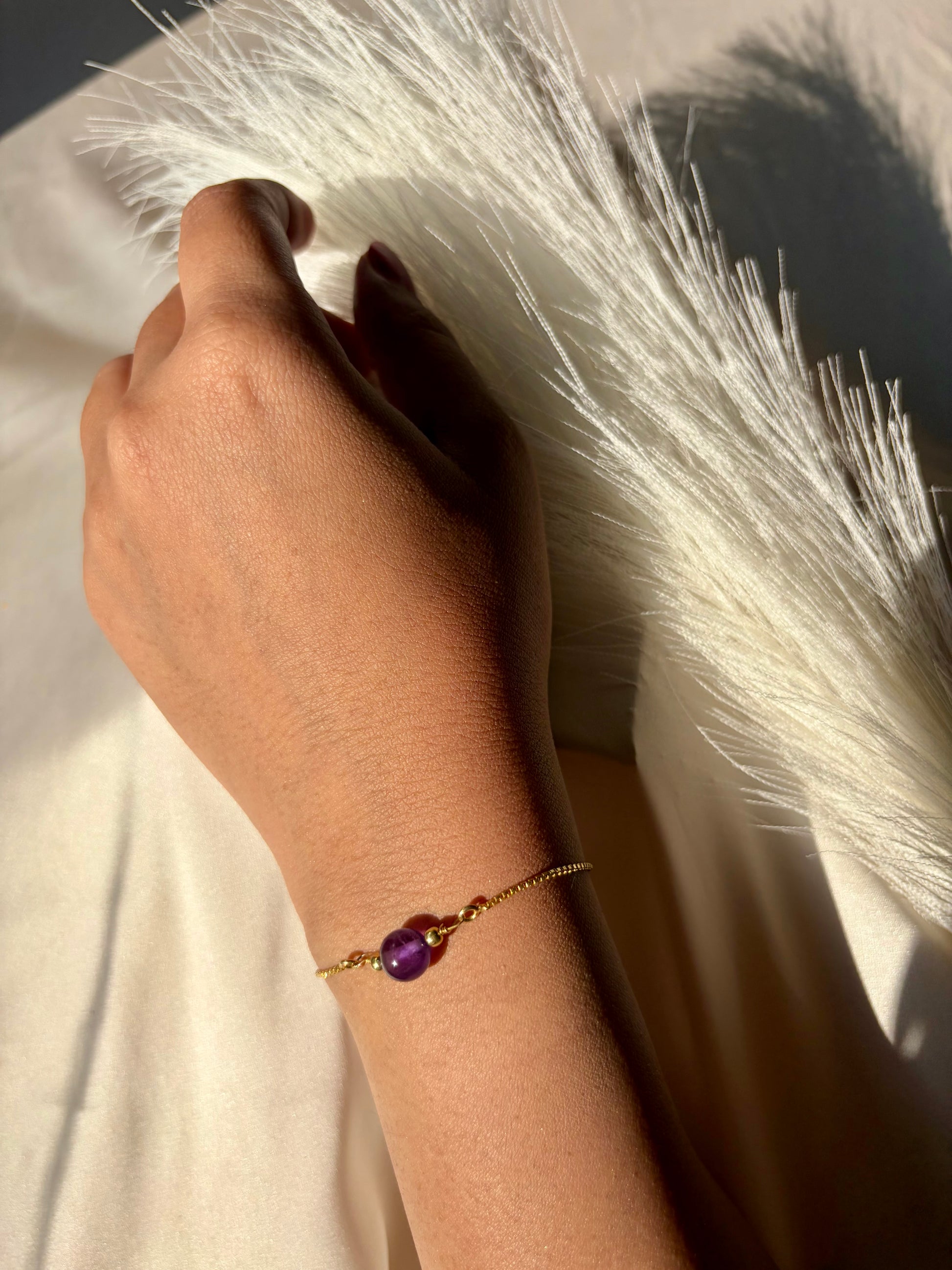Amethyst Dew Drop Bracelet Gemstone Jewellery Sterling Silver Gold Plated – House of Tarasya
