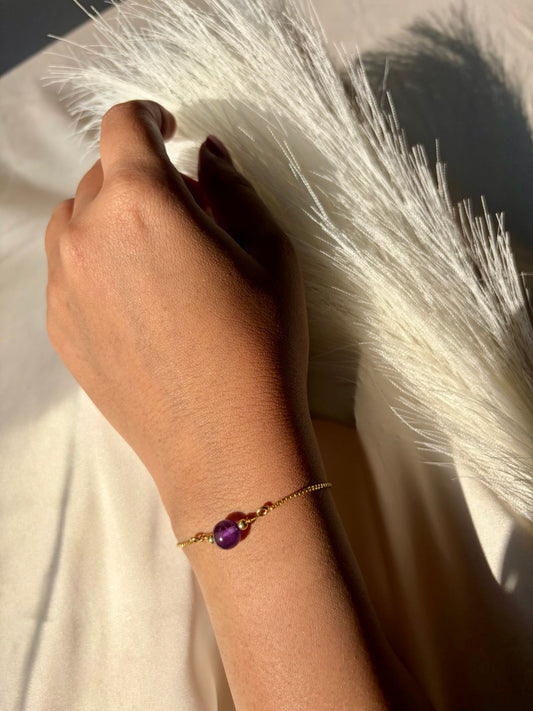 Amethyst Dew Drop Bracelet Gemstone Jewellery Sterling Silver Gold Plated – House of Tarasya
