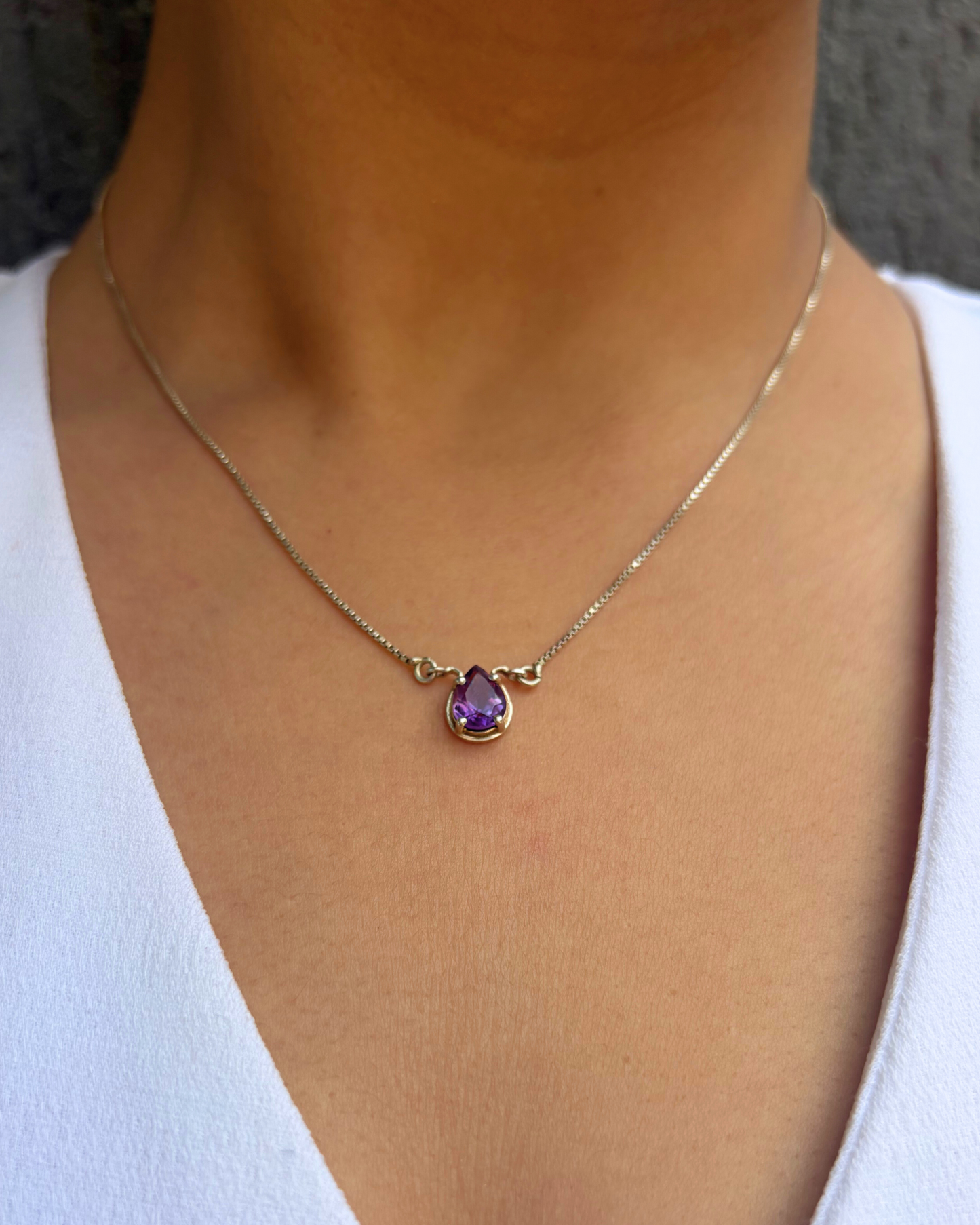 Amethyst Pear Pendant Sterling Silver Gold Plated Necklace – House of Tarasya

