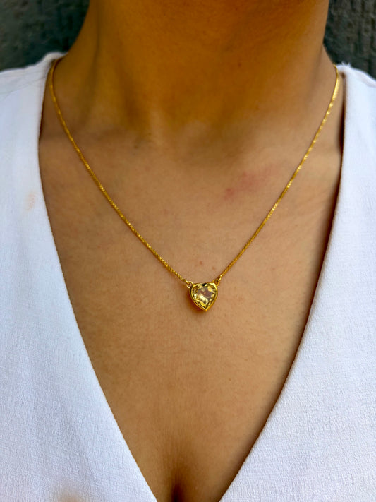 Citrine Heart Necklace Gold Plated Gemstone – House of Tarasya
