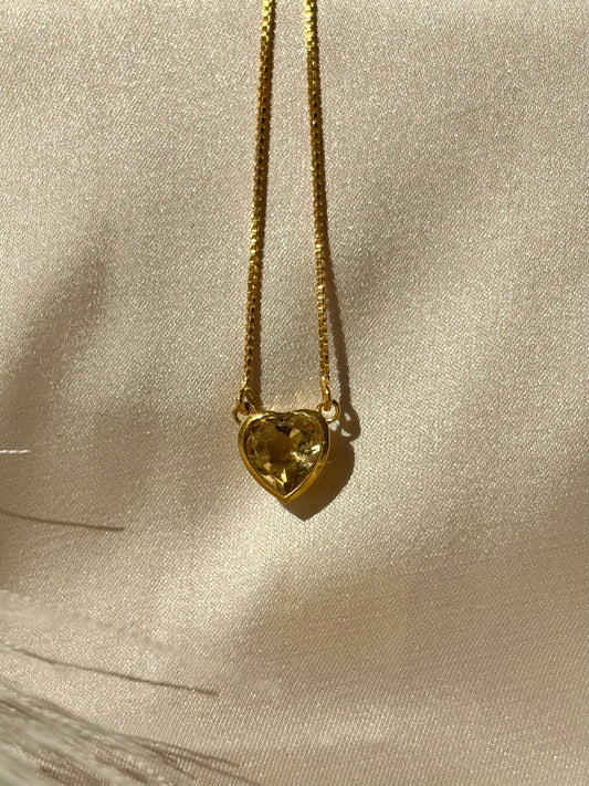 Citrine Heart Necklace Gold Plated Gemstone – House of Tarasya
