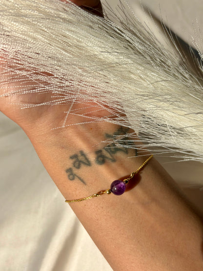 Amethyst Dew Drop Bracelet Gemstone Jewellery Sterling Silver Gold Plated – House of Tarasya
