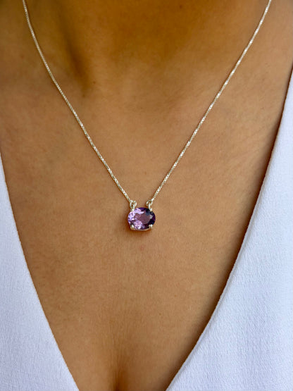 Amethyst Oval Pendant 925 Sterling Silver Necklace – House of Tarasya

