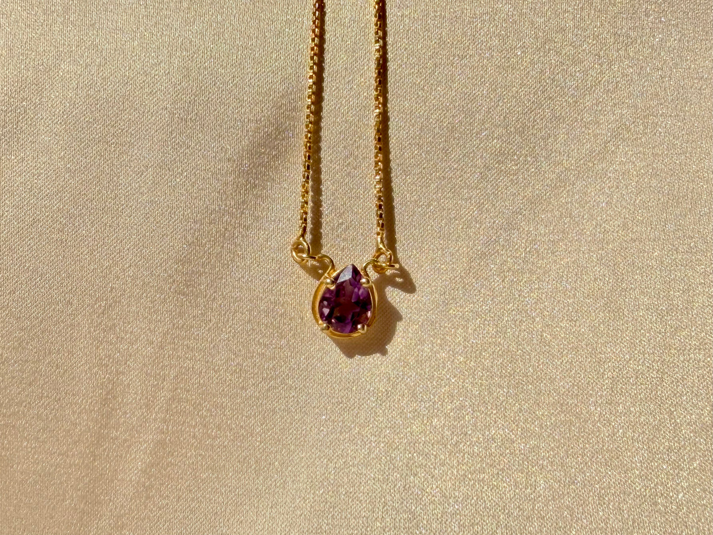 Amethyst Pear Shaped Gold Pendant Necklace – House of Tarasya
