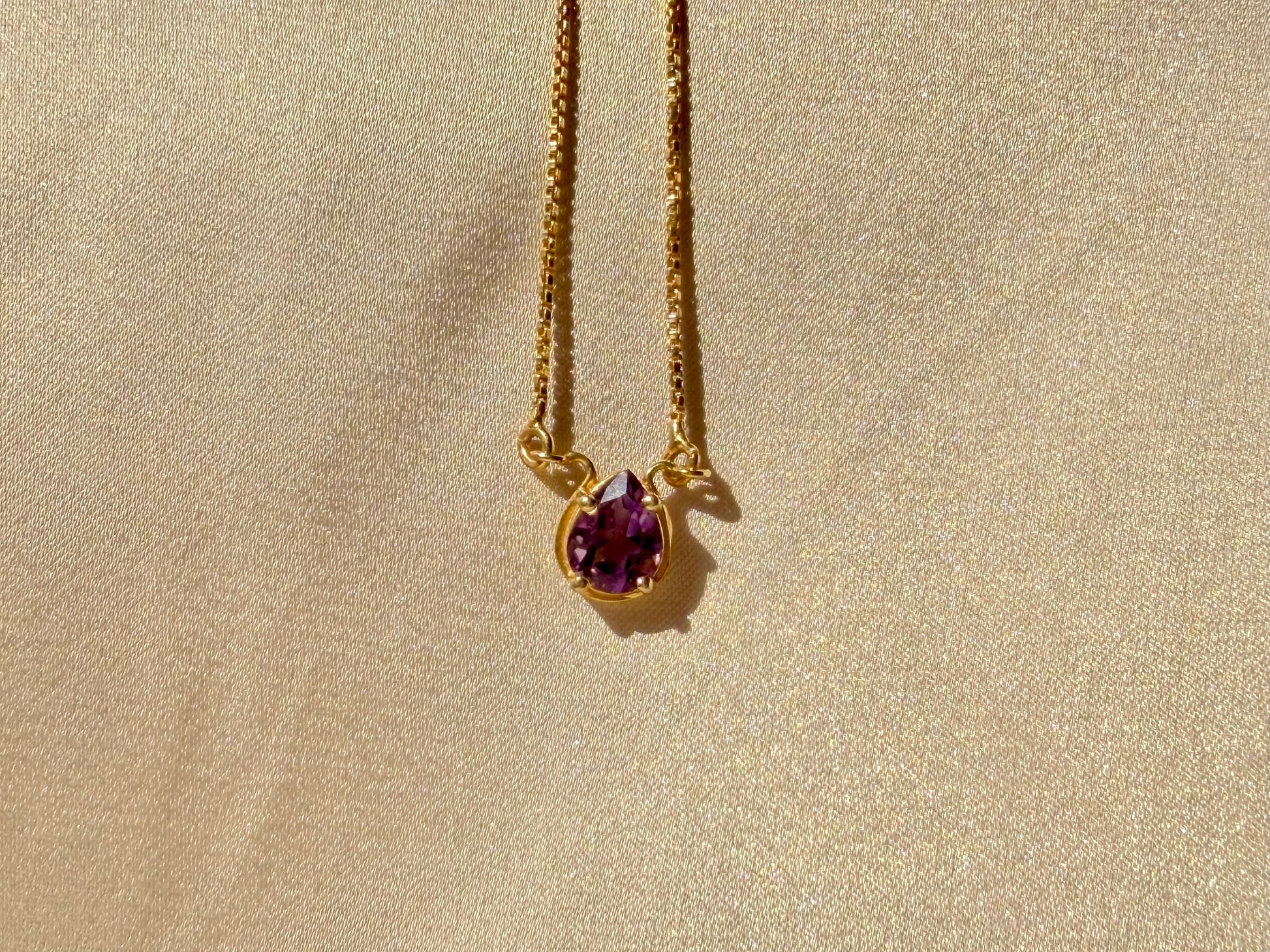 Amethyst Pear Shaped Gold Pendant Necklace – House of Tarasya
