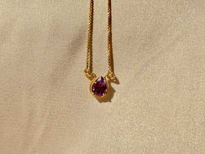 Amethyst Pear Shaped Gold Pendant Necklace – House of Tarasya
