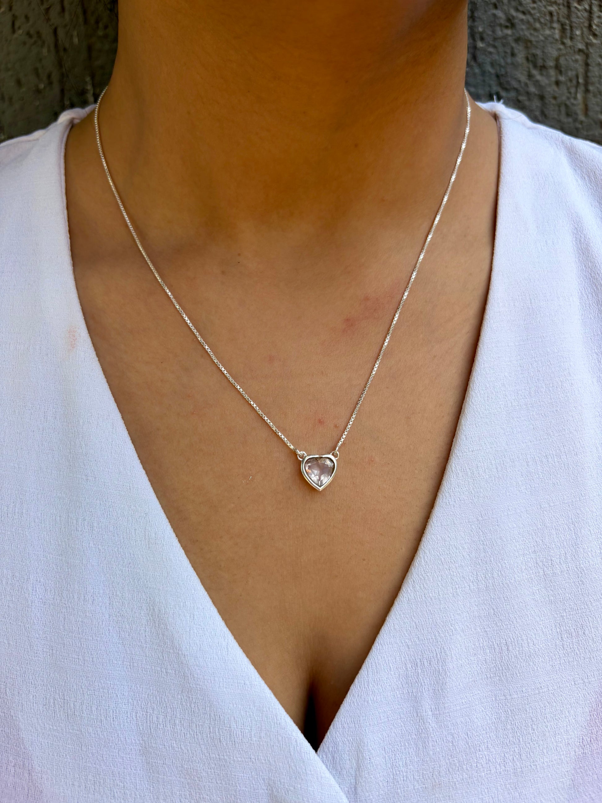 Rose Quartz Heart Necklace 925 Sterling Silver  – House of Tarasya