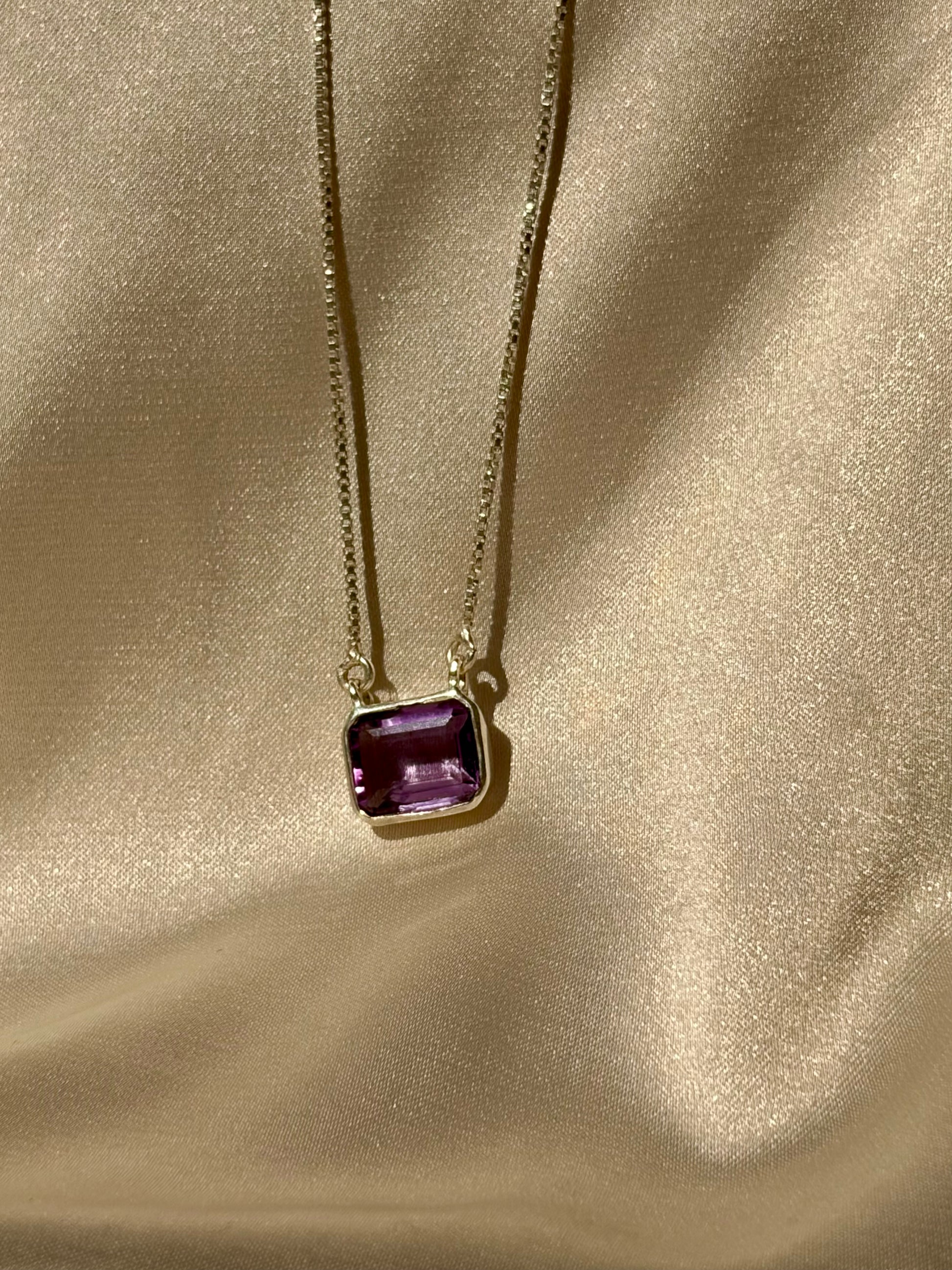 Amethyst Square Pendant Necklace in Sterling Silver – House of Tarasya

