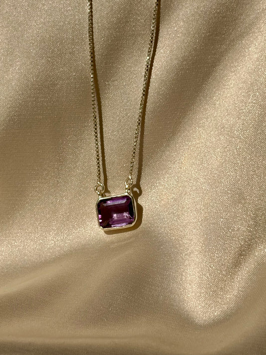 Amethyst Square Pendant Necklace in Sterling Silver – House of Tarasya
