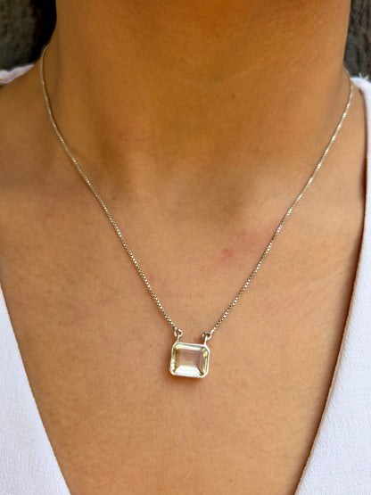 Citrine Square Pendant 925 Sterling Silver Necklace – House of Tarasya
