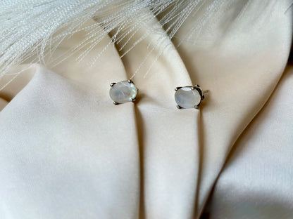 Moonstone Stud Earrings 925 Sterling Silver – House of Tarasya
