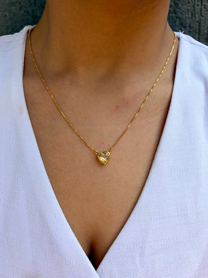 Citrine Heart Necklace Gold Plated Gemstone – House of Tarasya
