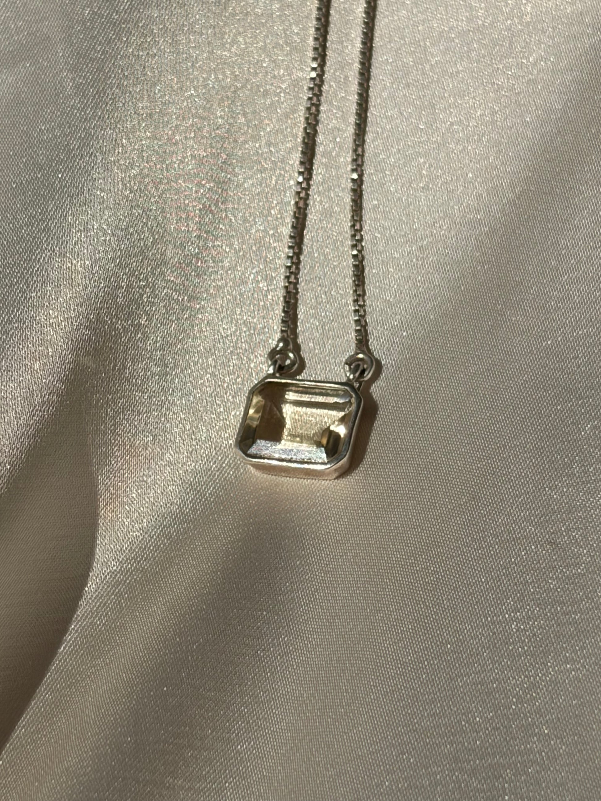 Citrine Square Pendant 925 Sterling Silver Necklace – House of Tarasya

