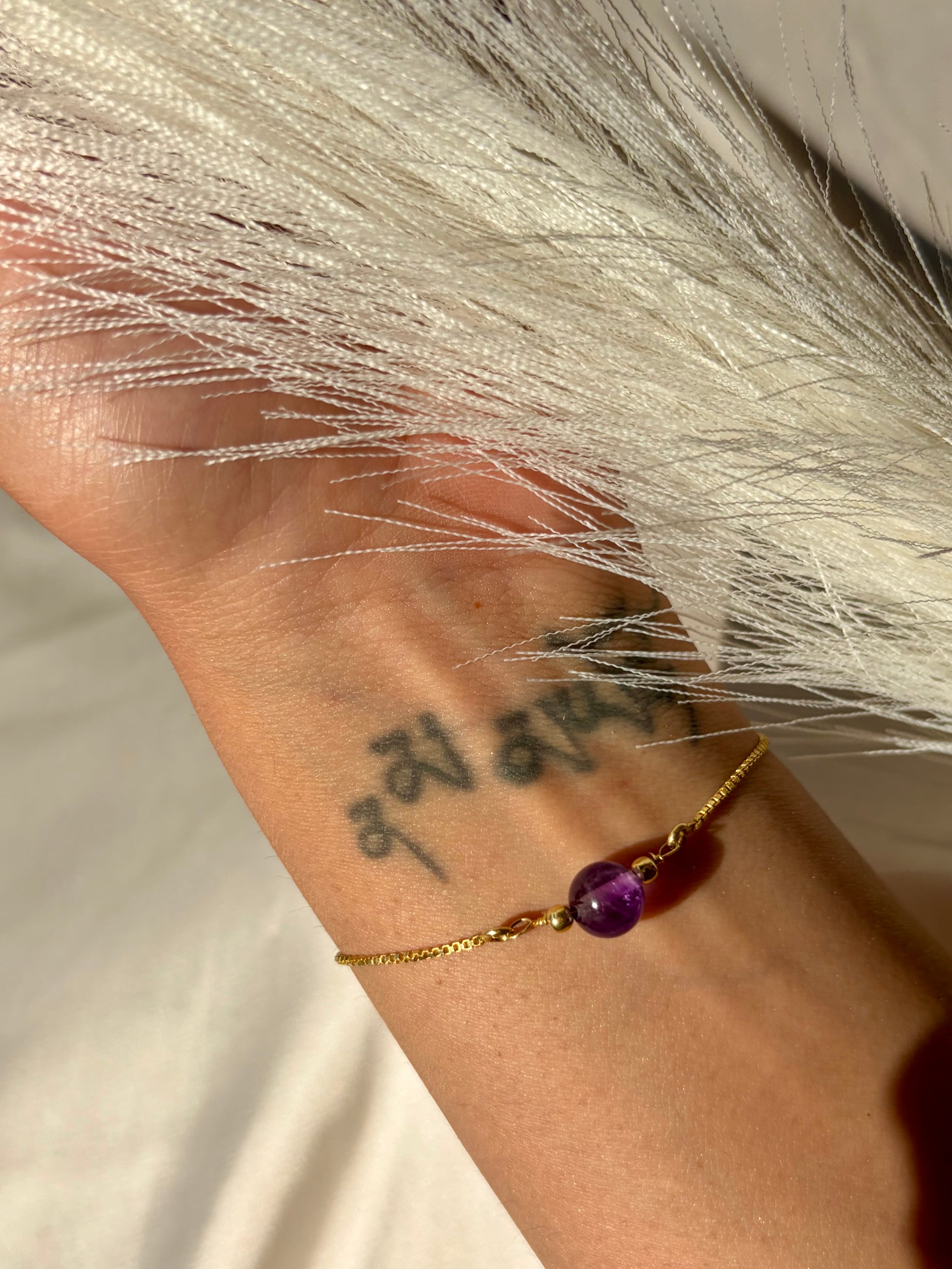 Amethyst Dew Drop Bracelet Gemstone Jewellery Sterling Silver Gold Plated – House of Tarasya
