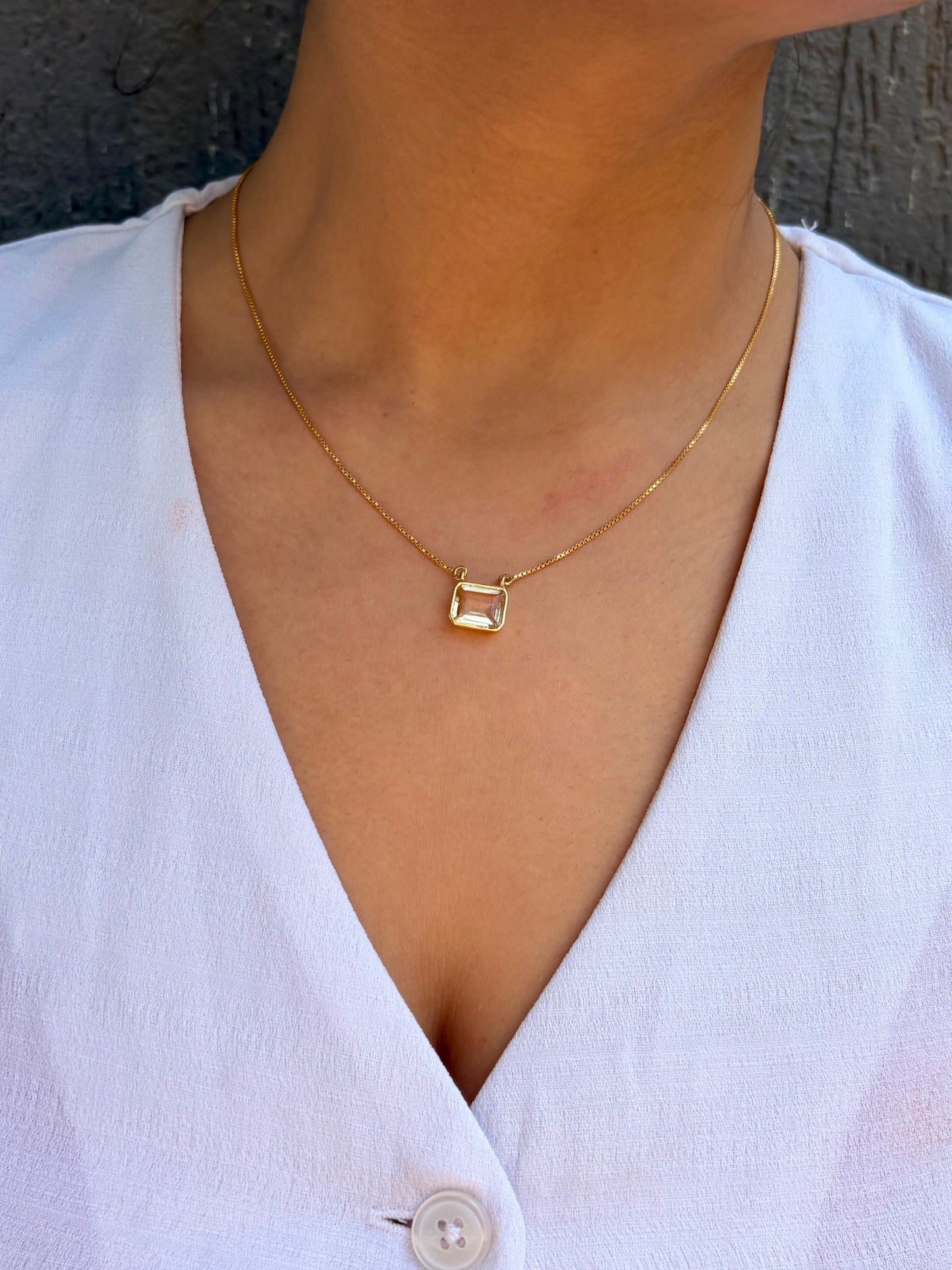 Citrine Square Pendant Gold Plated Necklace – House of Tarasya
