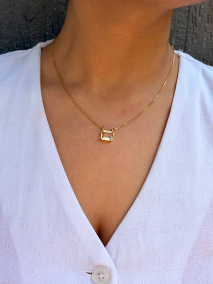 Citrine Square Pendant Gold Plated Necklace – House of Tarasya
