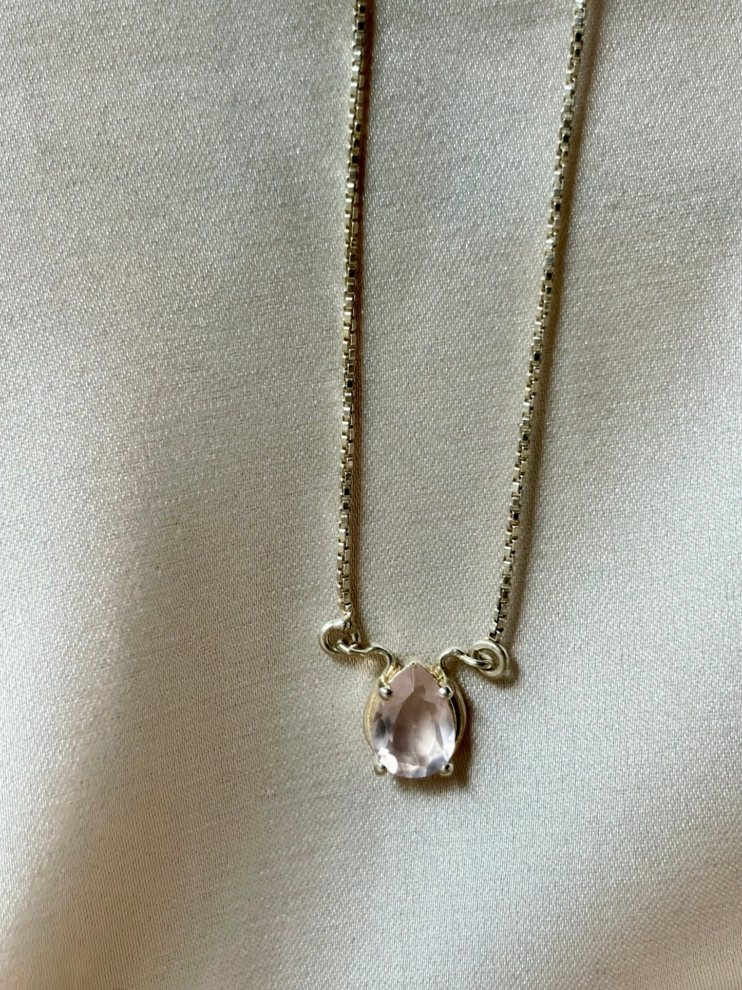 Rose Quartz Pear Necklace 925 Sterling Silver – House of Tarasya
