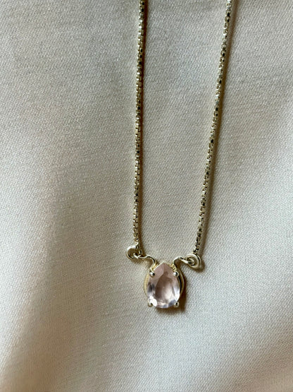 Rose Quartz Pear Necklace 925 Sterling Silver – House of Tarasya
