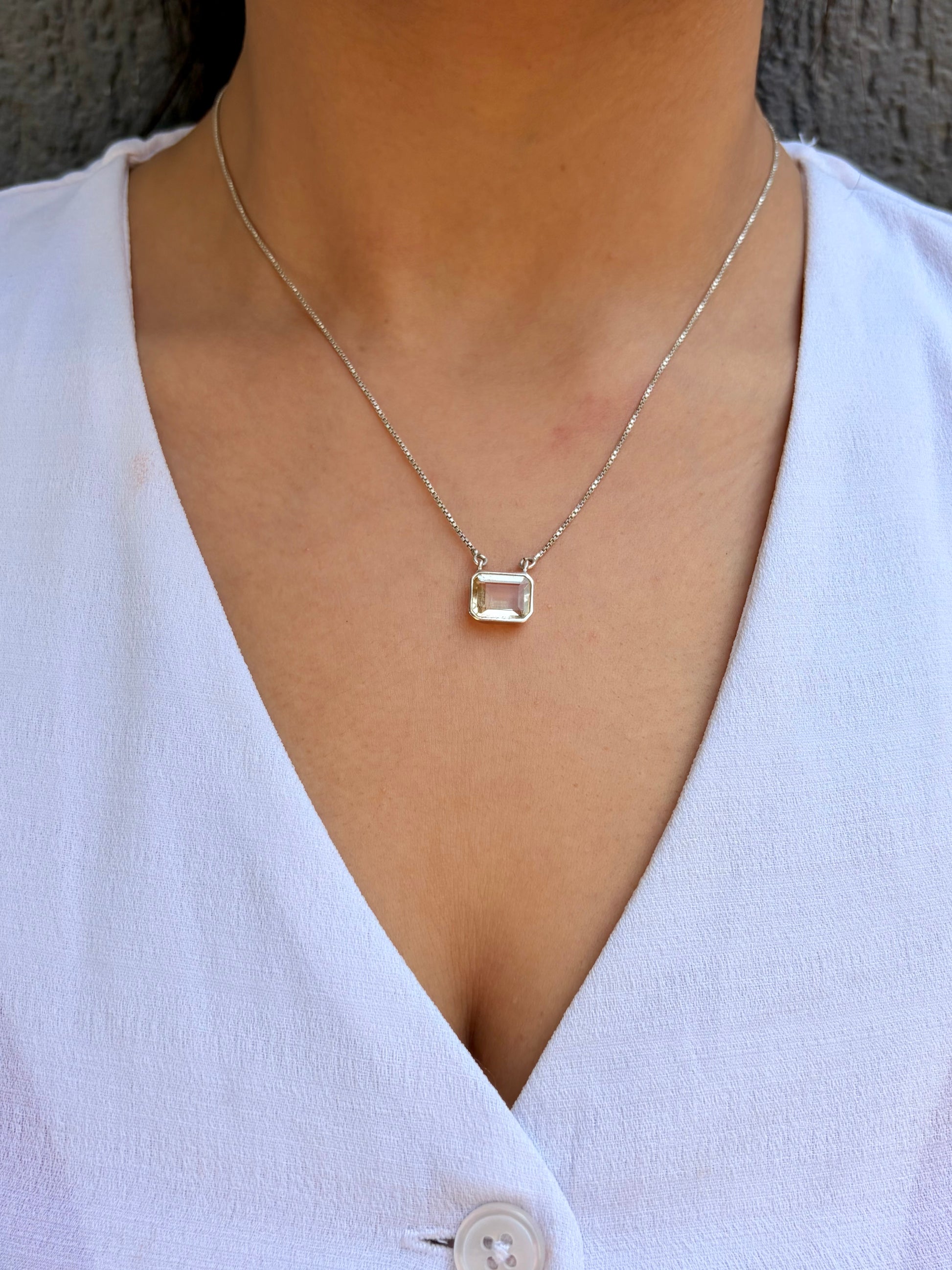 Citrine Square Pendant 925 Sterling Silver Necklace – House of Tarasya
