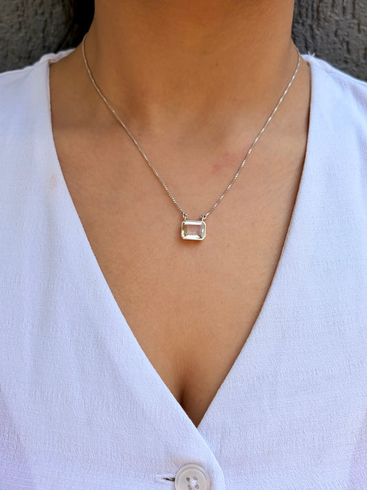 Citrine Square Pendant 925 Sterling Silver Necklace – House of Tarasya

