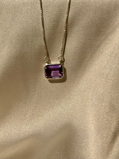 Amethyst Square Pendant Necklace in Sterling Silver – House of Tarasya
