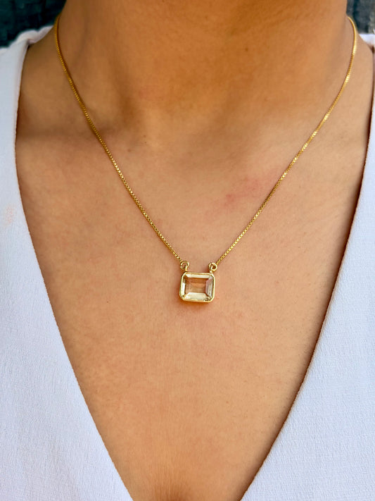 Citrine Square Pendant Gold Plated Necklace – House of Tarasya
