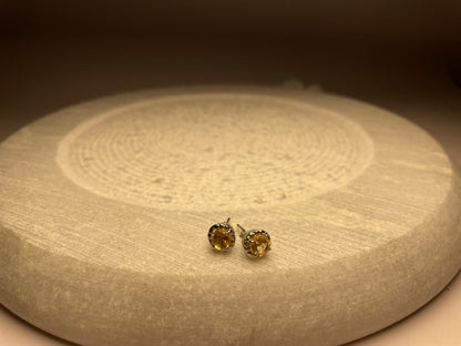 Citrine Halo Stud Earrings 925 Sterling Silver – House of Tarasya
