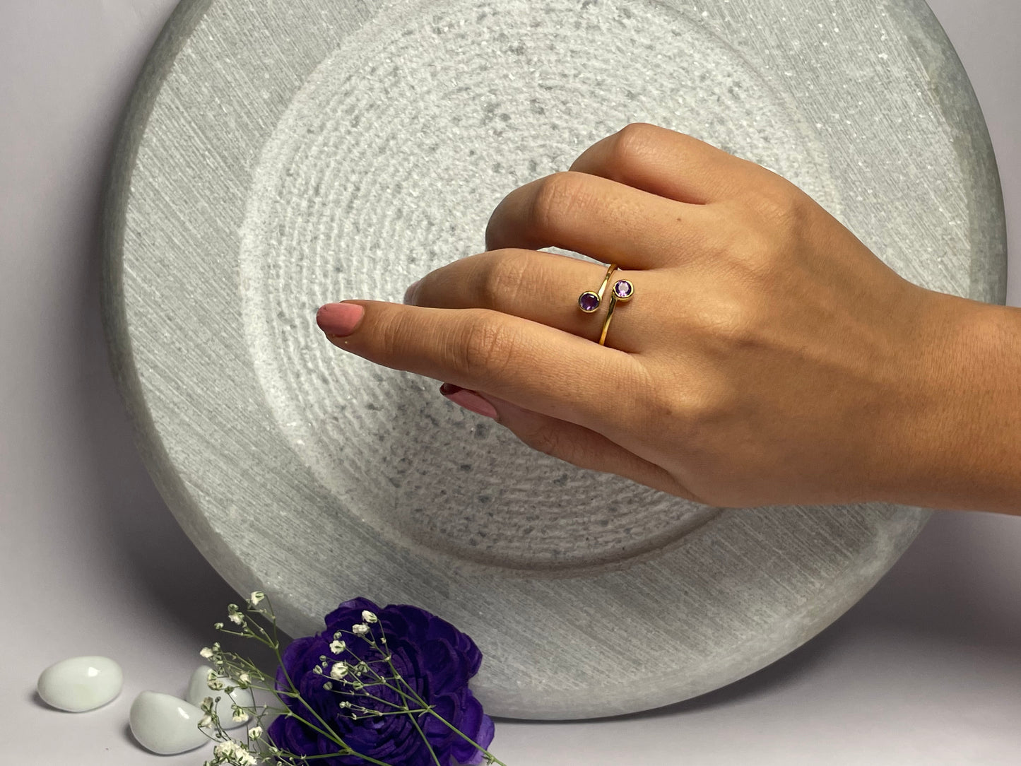 Garnet Duo Stone Ring Gemstone Sterling Silver Gold Plated Jewellery – House of Tarasya

