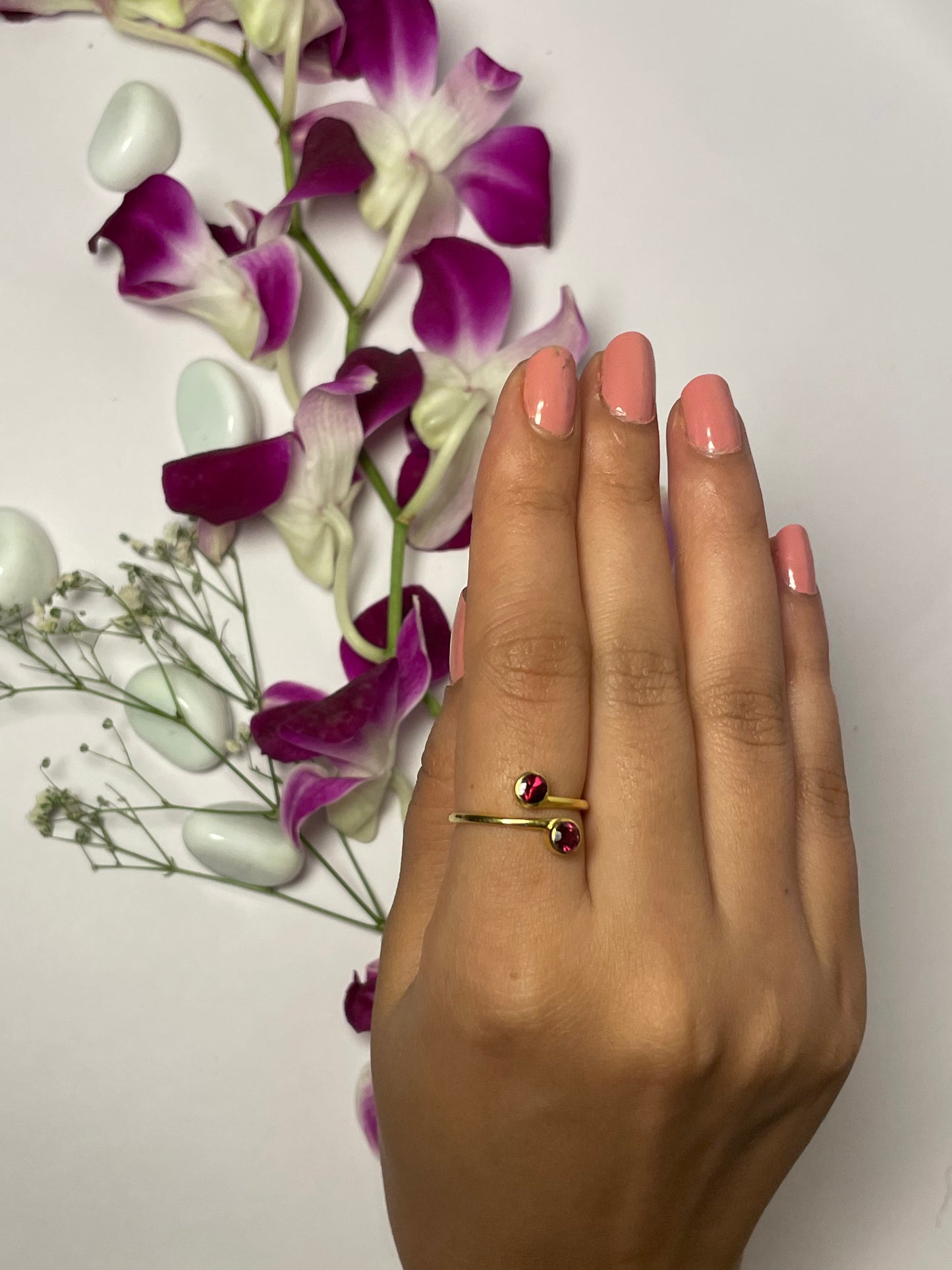 Garnet Duo Stone Ring Gemstone Sterling Silver Gold Plated Jewellery – House of Tarasya
