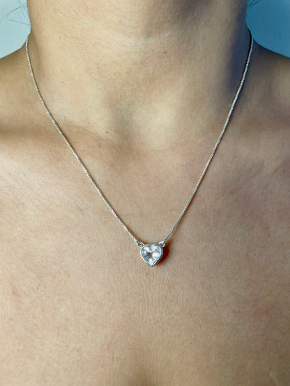 Rose Quartz Heart Necklace 925 Sterling Silver  – House of Tarasya
