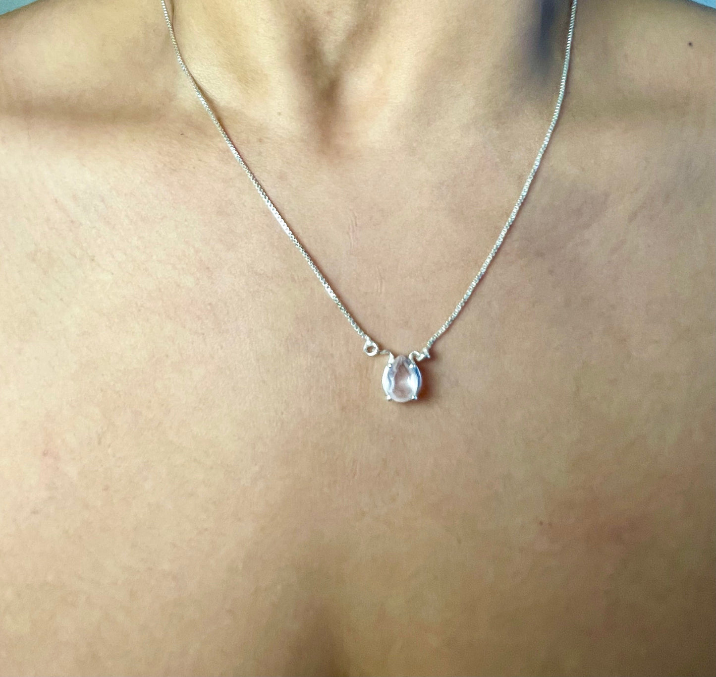 Rose Quartz Pear Necklace 925 Sterling Silver – House of Tarasya
