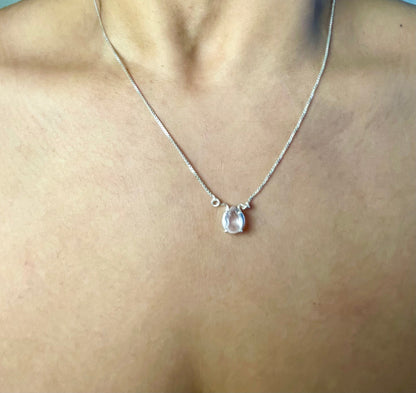 Rose Quartz Pear Necklace 925 Sterling Silver – House of Tarasya
