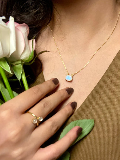 Moonstone Oval Pendant Gold Plated Necklace – House of Tarasya

