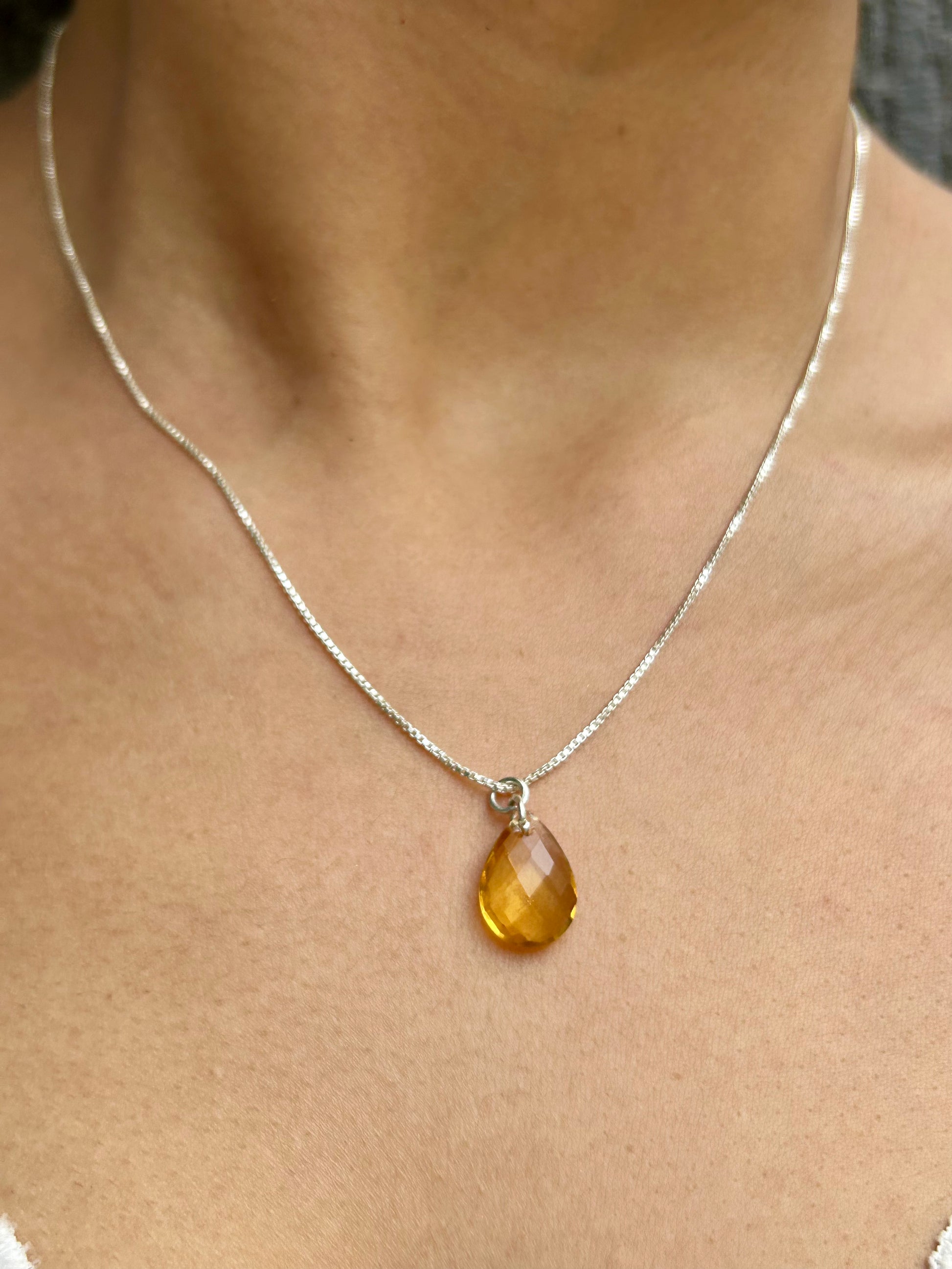Citrine Teardrop Necklace 925 Sterling Silver – House of Tarasya
