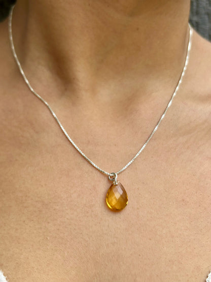 Citrine Teardrop Necklace 925 Sterling Silver – House of Tarasya
