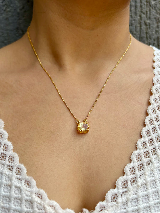 Citrine Ray Pendant Gemstone Necklace Sterling Silver Gold Plated – House of Tarasya
