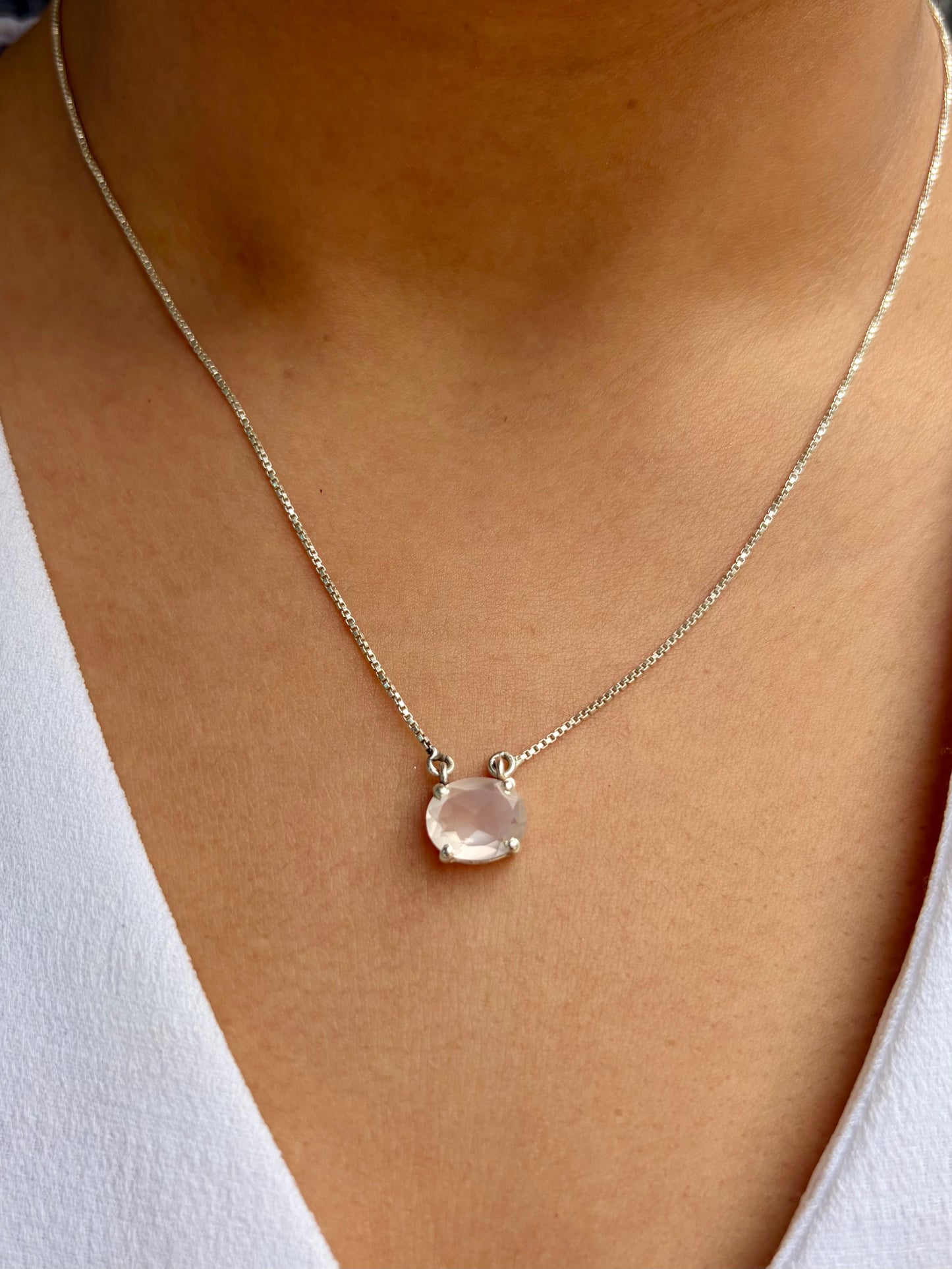 Rose Quartz Open Heart Necklace 925 Sterling Silver – House of Tarasya
