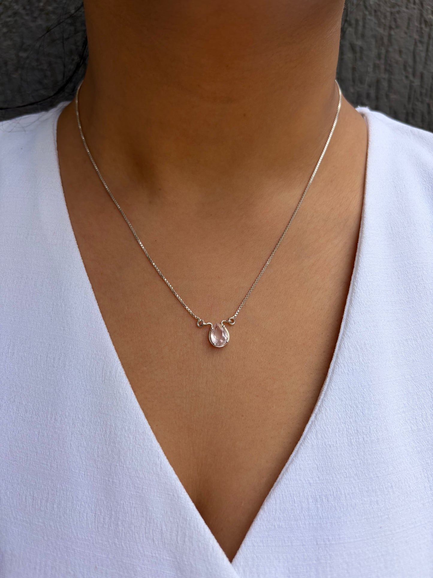 Rose Quartz Pear Necklace 925 Sterling Silver – House of Tarasya
