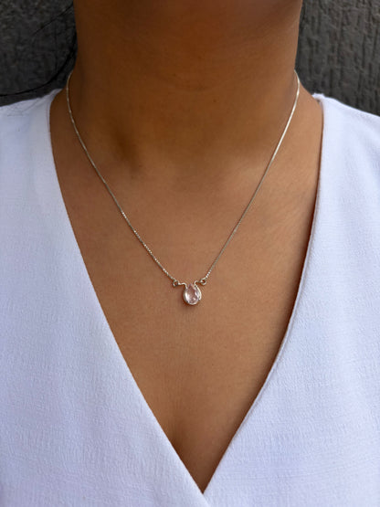 Rose Quartz Pear Necklace 925 Sterling Silver – House of Tarasya
