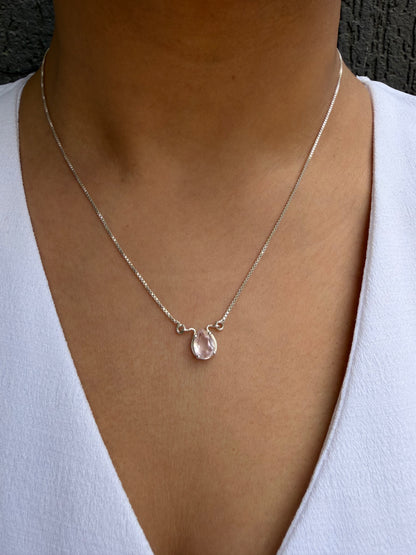 Rose Quartz Pear Necklace 925 Sterling Silver – House of Tarasya
