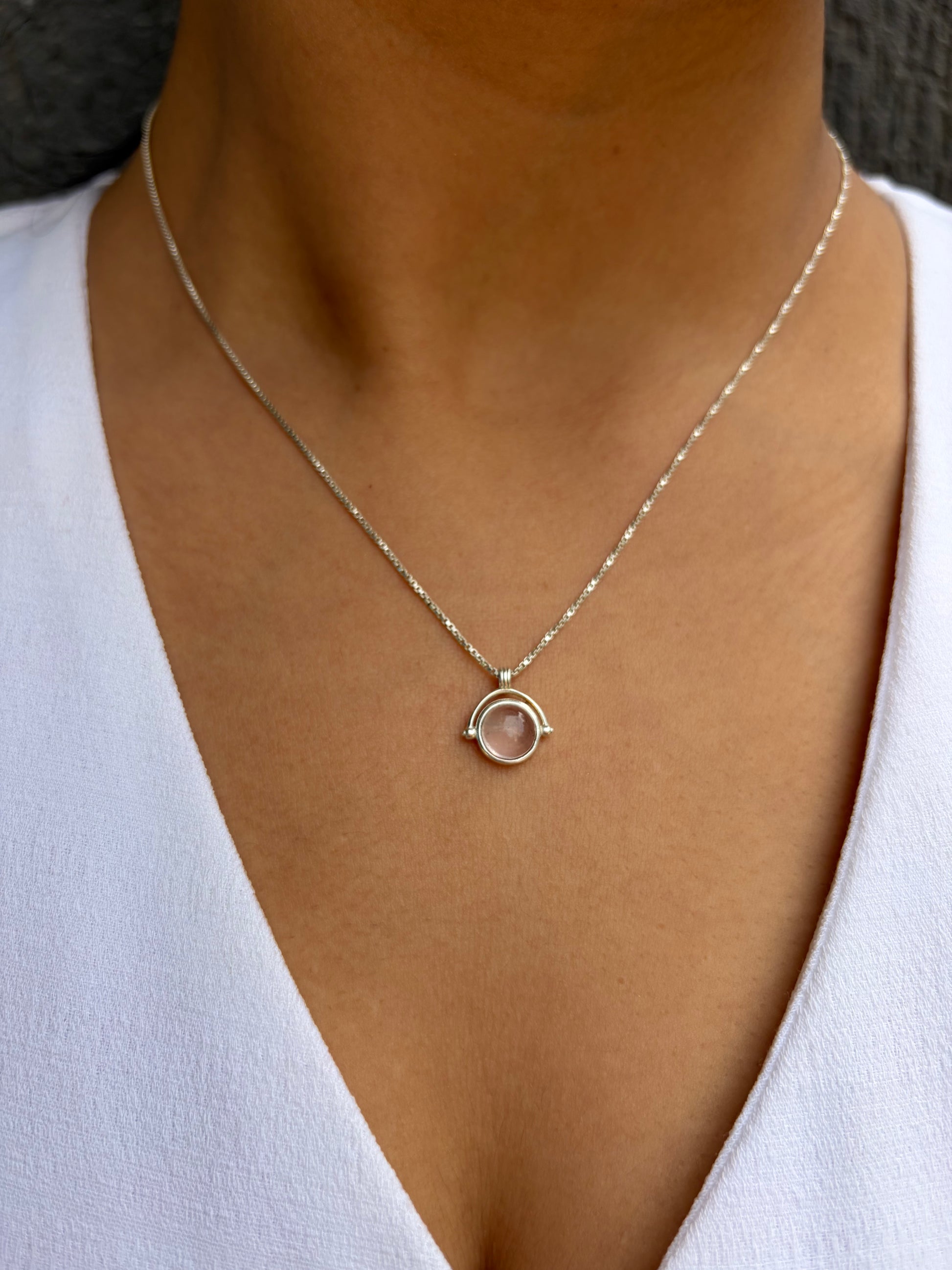 Rose Quartz Pendant Sterling Silver Gold Necklace – House of Tarasya

