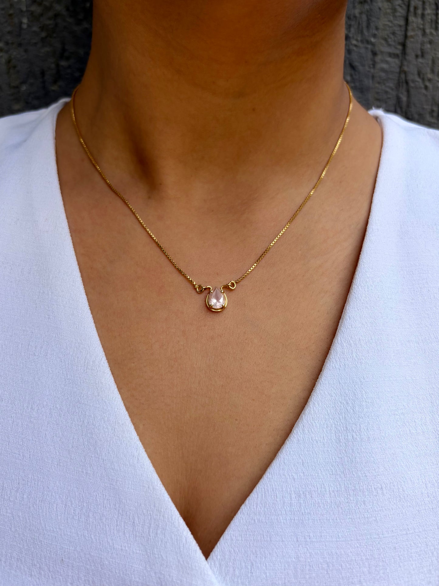 Rose Quartz Receive Necklace Gold Plated Gemstone – House of Tarasya
