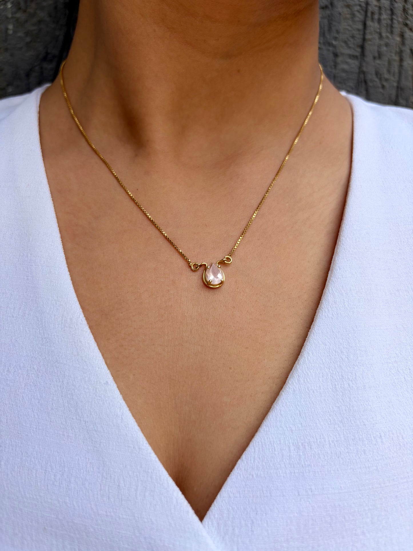 Rose Quartz Receive Necklace Gold Plated Gemstone – House of Tarasya

