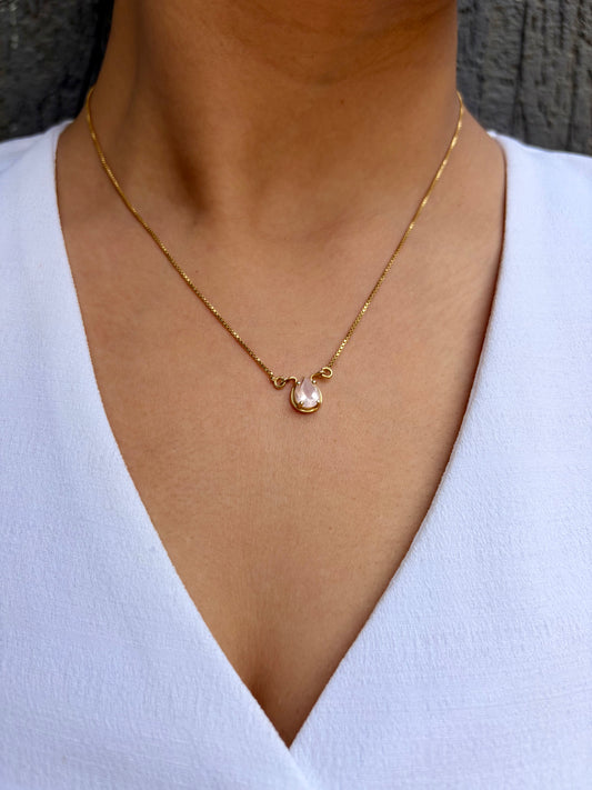 Rose Quartz Receive Necklace Gold Plated Gemstone – House of Tarasya
