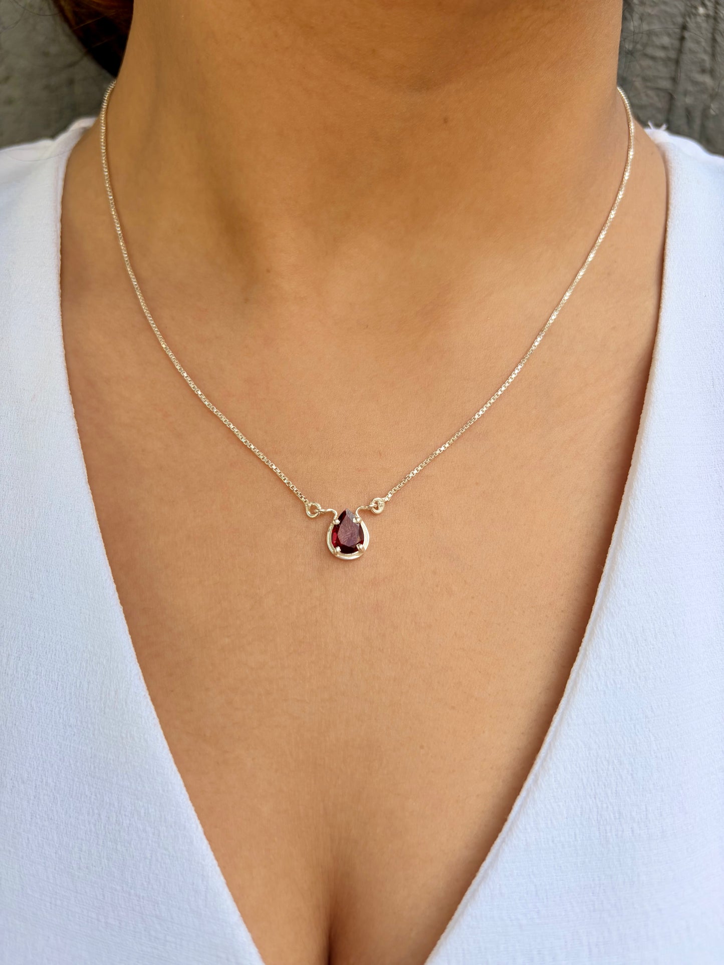 Garnet Pear Pendant 925 Sterling Silver Necklace – House of Tarasya
